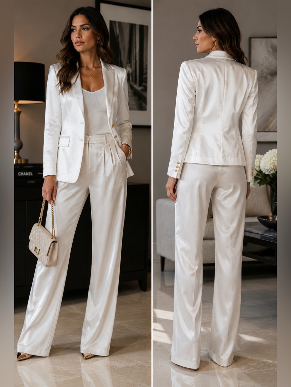 French connection white satin effect Adaline textured blazer single breasted NWT